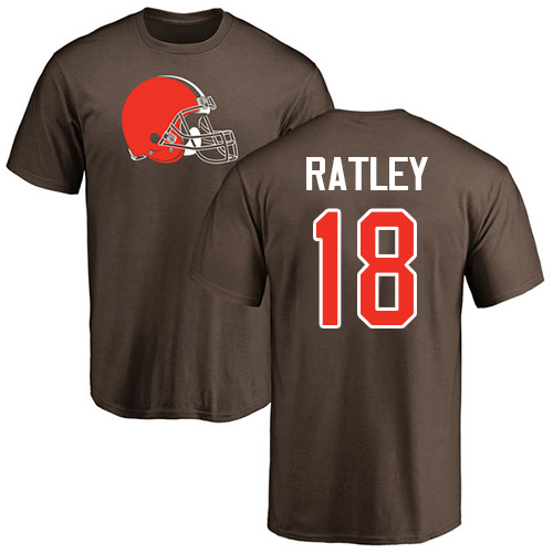 Men Cleveland Browns Damion Ratley Brown Jersey #18 NFL Football Name and Number Logo T Shirt->cleveland browns->NFL Jersey